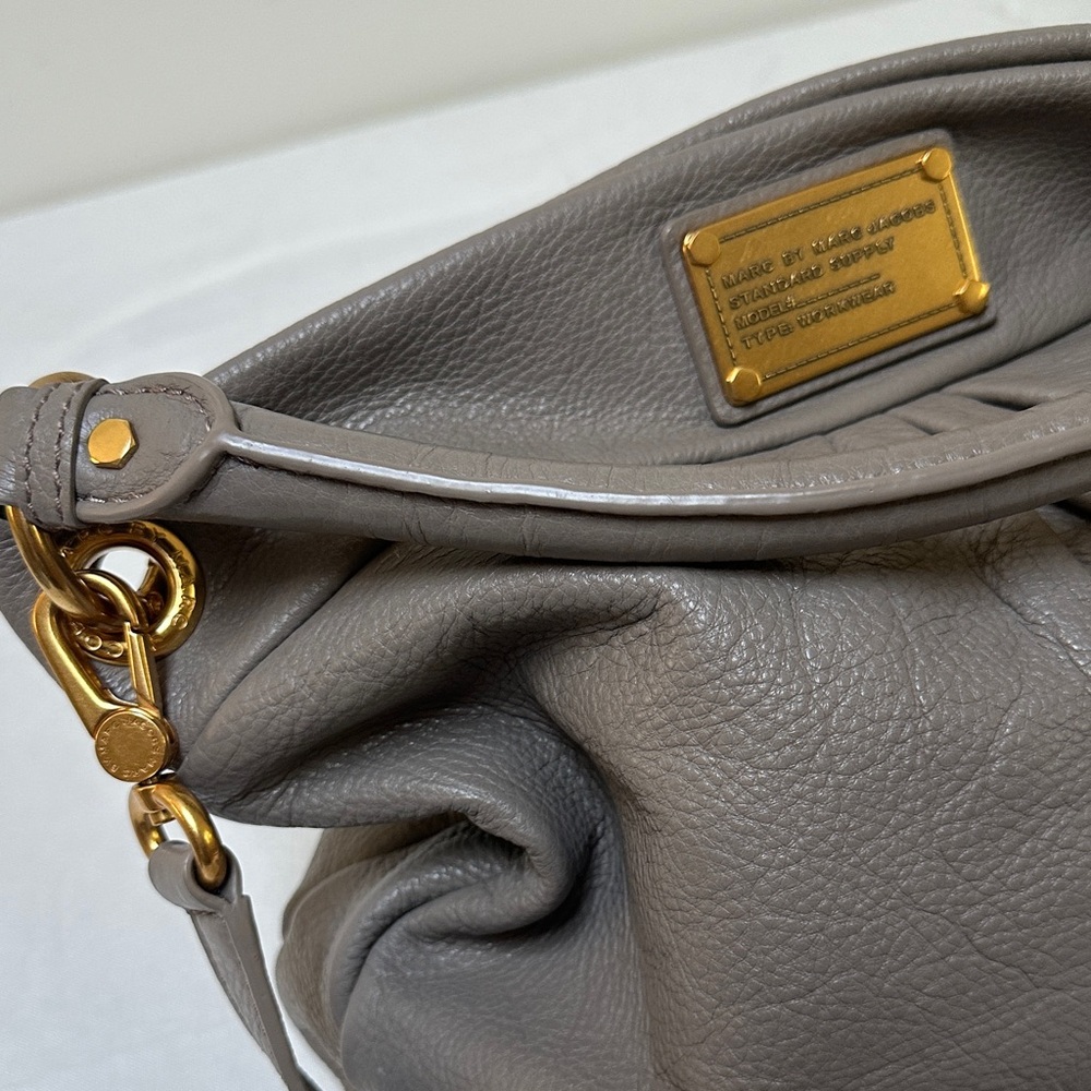 Gray Leather Shoulder Bag